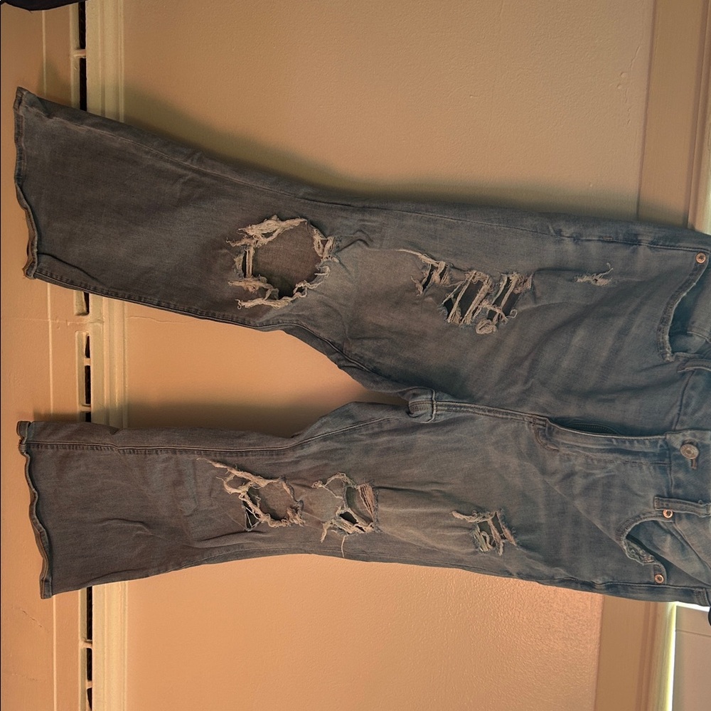 American Eagle: next level stretch flare jeans with holes